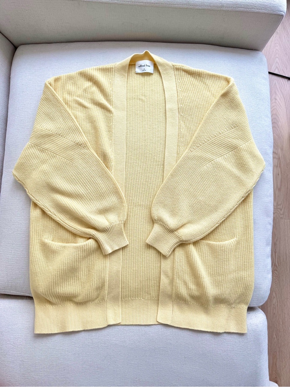 BNWOT Aritzia Wilfred Free Unwind Cardigan in Butter Yellow (XS)